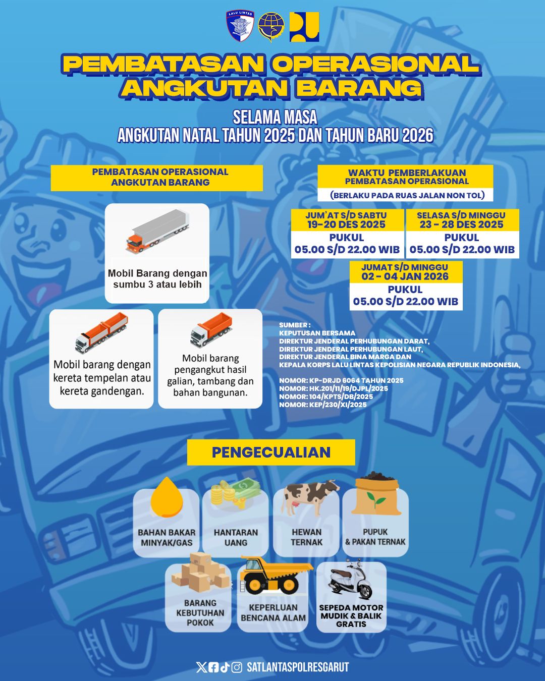 Jelang Nataru, Polres Garut Sosialisasikan Aturan Pembatasan Operasional Angkutan Barang